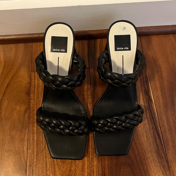 Dolce Vita Black Braided Heeled Sandals - Picture 6 of 6